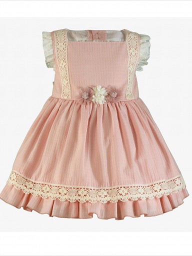 Miranda vestido infantil rosa palo flores de tul delantero "Camelopardalis"  0225/V [3]