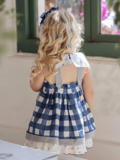 Miranda vestido infantil cuadros azules lazada rayas "Antlia" 0250/V