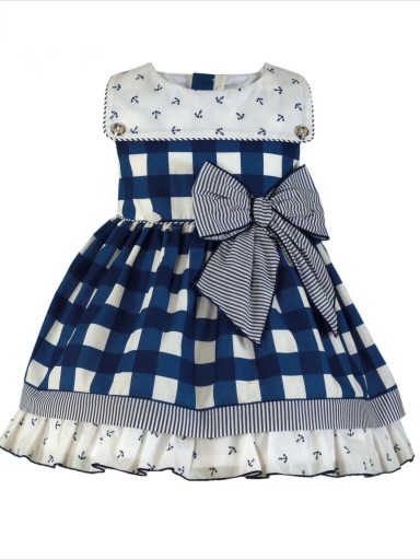 Miranda vestido infantil cuadros azules lazada rayas "Antlia" 0250/V [2]