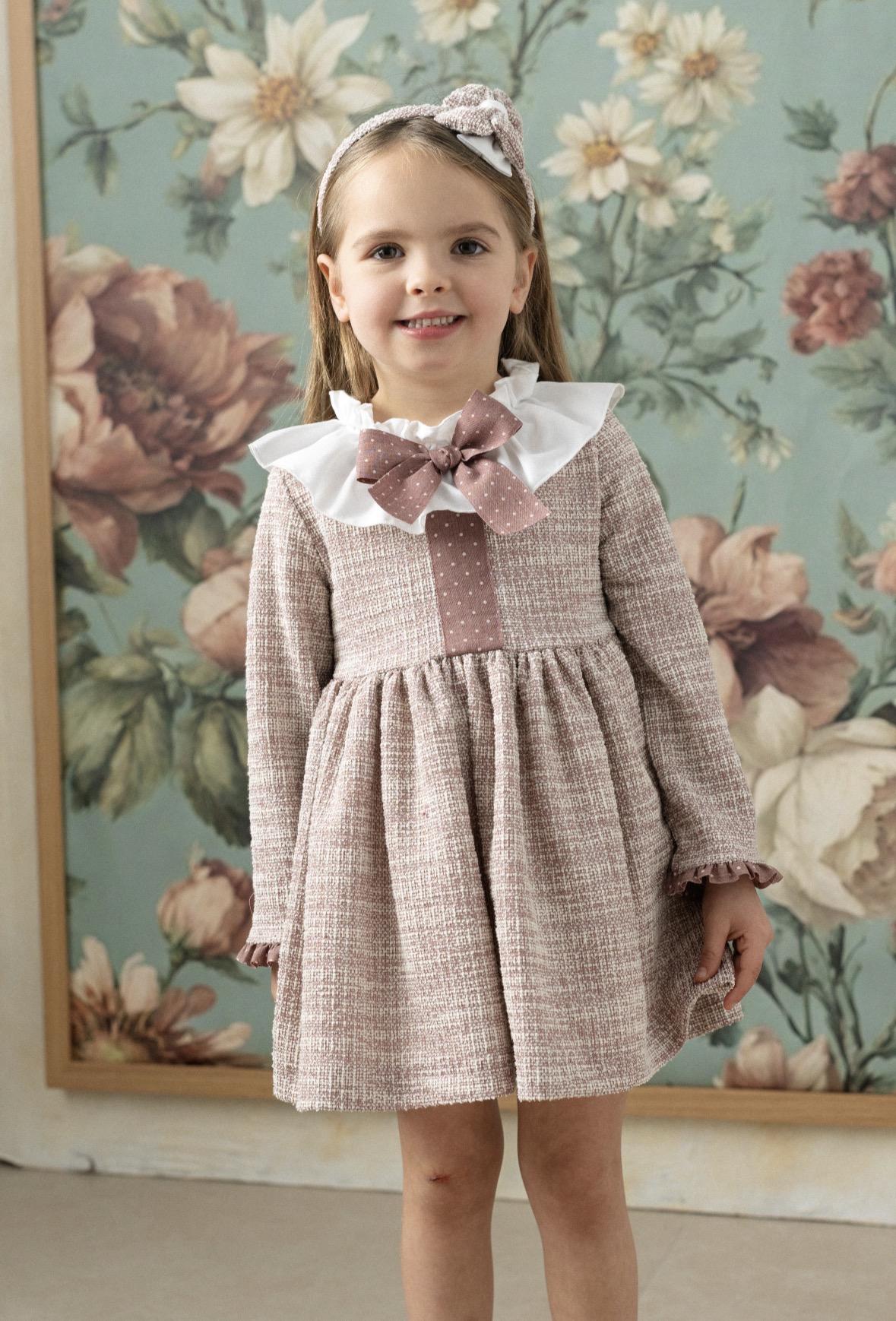 Basmarti Vestido Infantil Talle Alto Tweet Rosa Cuello Blanco Lazada Topos Hades 26610