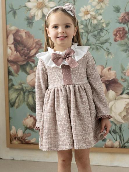 Basmarti Vestido Infantil Talle Alto Tweet Rosa Cuello Blanco Lazada Topos Hades 26610 [0]