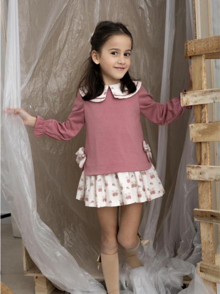 Basmarti Vestido Infantil  CombinadoAlgodon rosa Estampado Conejitos Kane 26752 [0]