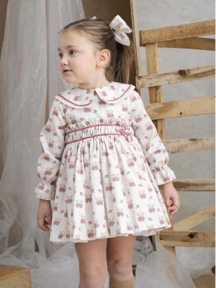 Basmarti Vestido Infantil Vuelo Estampado Conejitos Cintas terciopelo Kane 26750 [0]