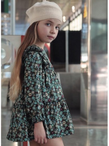  Nekenia Vestido Infantil Con Cortes Estampado Flores Azul "Cala" 2611813 [0]