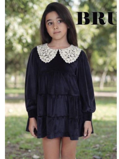  Nekenia Vestido Infantil Cortes terciopelo Marino Cuello "Bruma" 2611801 [0]