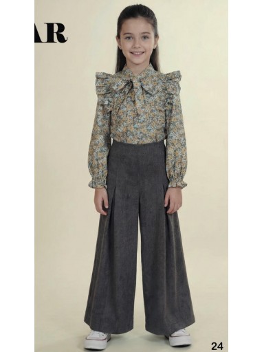 Vera By Nekenia Conjunto Infantil Blusa Estampada y Pantalón Ancho Gris "Mar" 26IC06 [0]