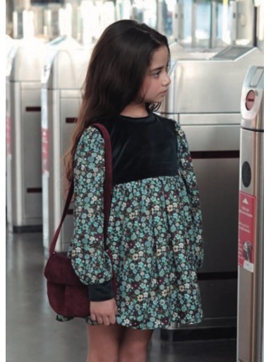  Nekenia Vestido Infantil Con Cortes Estampado Flores Azul "Cala" 2611819 [0]
