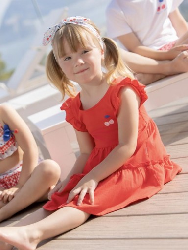 Miranda Vestido Infantil Algodón Rojo Sin Mangas Cerezas "Melissa" 0815/V [1]