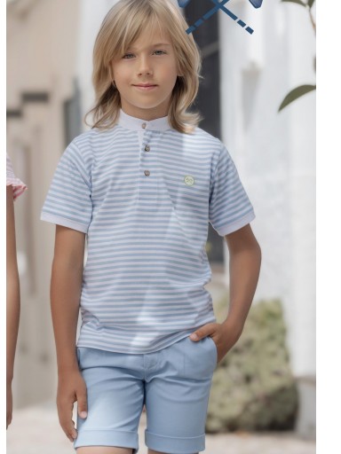 Miranda Conjunto niño polo  rayas cuello mao pantalón azul  1310/23 [1]