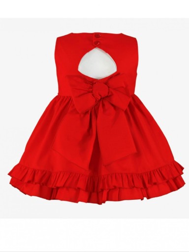 Miranda vestido infantil Ceremonia Rojo Pieza Blanca Delantero Escote Espalda 0253/V [1]
