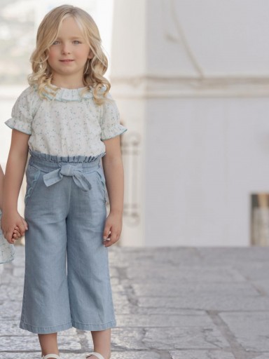 Miranda conjunto infantil  blusa  estampada y pantalón azul  0624/23