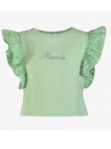 Miranda conjunto infantil camiseta verde  y short Blanco "Eridano" 0625/23 [1]