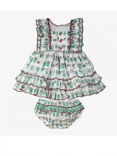 Miranda vestido Braguita bebe ceremonia verde estampado macetas "Ofiuco " 0138/VB [2]
