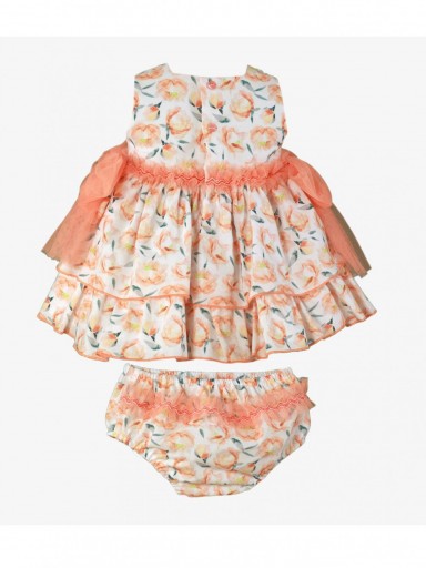 Miranda vestido Braguita Bebe estampado melocotón lazadas tul "Columba" 0129/VB [1]