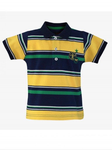 Miranda Textil Polo Bebé Rayas Verde Marino Amarillo Logo 1104/P [1]