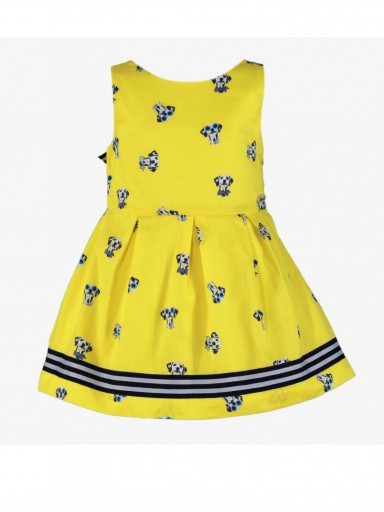 Miranda Textil Vestido Infantil Amarillo Dálmatas vivo marino Lazadas Espalda "Corvus" 0632/V