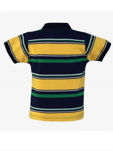 Miranda Textil Polo Bebé Rayas Verde Marino Amarillo Logo 1104/P [2]