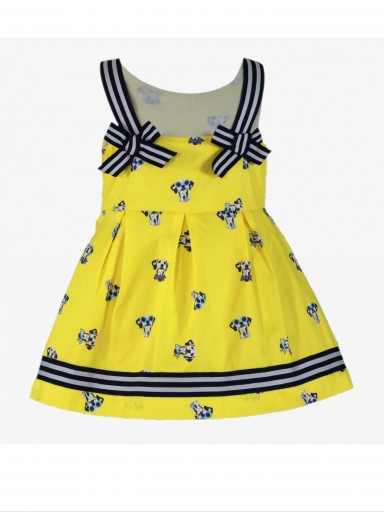 Miranda Textil Vestido Infantil Amarillo Dálmatas vivo marino Lazadas Espalda "Corvus" 0632/V [1]