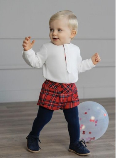 Miranda Conjunto Bebe Niño Camisa Blanca M/C Pantalón Cuadro Escocés "Ginger" 0132/23 [1]