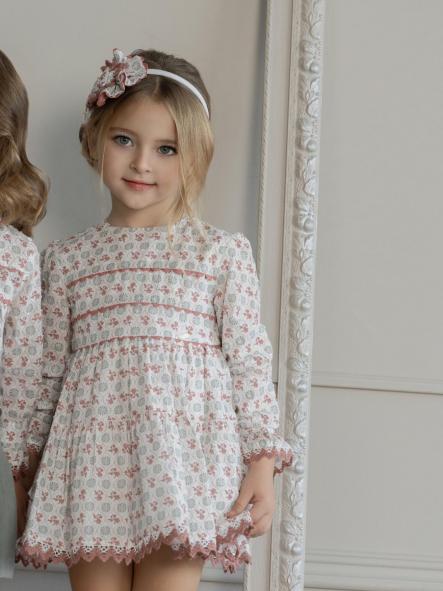 Miranda Vestido Infantil Ceremonia Estampado Geométrico Puntilla "Evolett" 0256/V