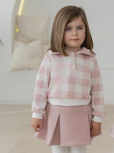 Miranda Conjunto Infantil Sudadera y Falda Pantalon Cuadro Grande Rosa "Maeve" 0618/13 [2]