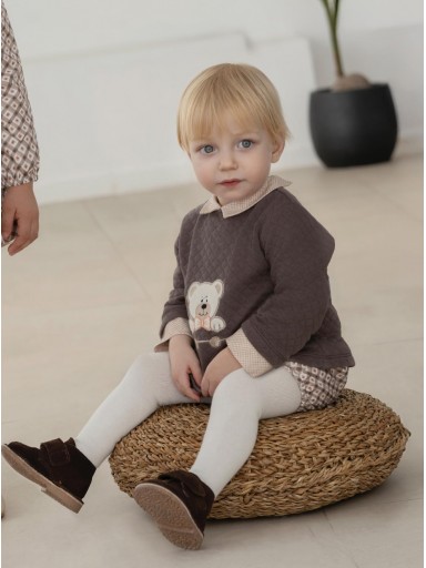 Miranda Conjunto 2 piezas Niño Cloqué Marrón Estampado Geométrico "Cornelia" 0509/23 [0]