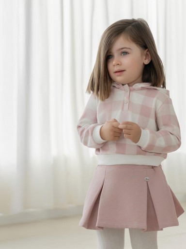 Miranda Sudadera Infantil Cuadro Grande Rosa Serigrafia Gatito Detective "Maeve" 0618/1 