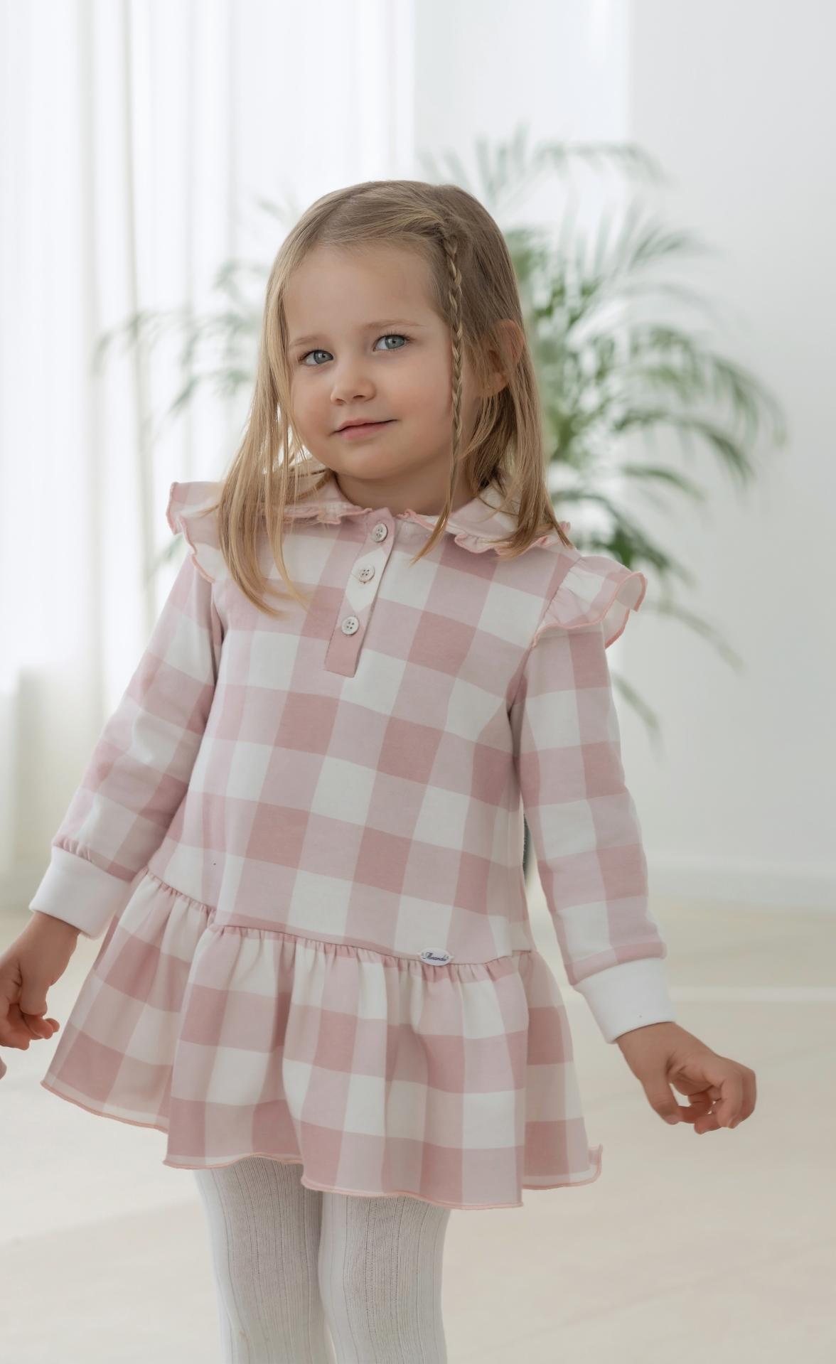 Miranda Vestido Infantil Cuadro Grande Rosa "Maeve" 0617/V