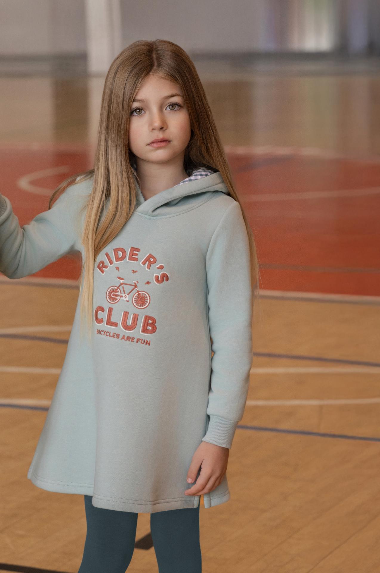 Miranda Vestido Infantil Algodón Verde Capucha 1409/V