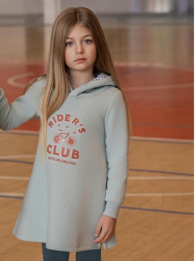 Miranda Vestido Infantil Algodón Verde Capucha 1409/V [0]