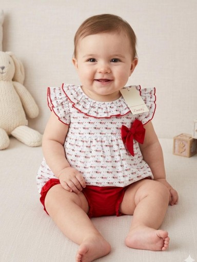 Daniesty Jesusito Bebe Braguita Roja Vestido Estampado Perros Salchicha Lazada Roja Familia Coco 001 [0]