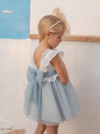 Vestido falda con tira bordada y manga – Bámbola Moda Infantil