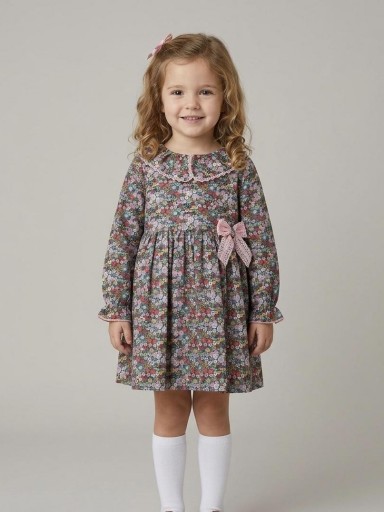 Daniesty Vestido Vuelo Estampado flores Lazada Puntilla Rosa Familia Azuzena 002 [0]