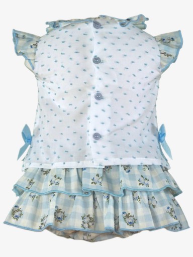 Miranda conjunto bebe  Blusa plumeti azul braguita cuadros y flores 0025/23 [1]