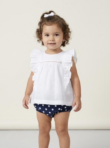 Nekenia Conjunto Bebé Blusa Sin Manga Blanca Braguita Topos 24VC06 Marino [0]