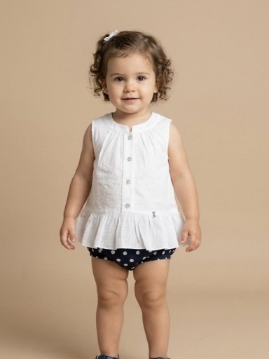 Nekenia Conjunto Bebé Blusa Sin Manga Plumeti Braguita topos 24VC05 Marino