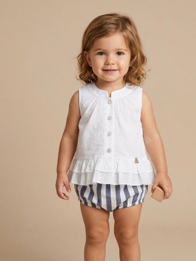 Nekenia Conjunto Bebé Blusa Sin Manga Plumeti Braguita Rayas 24VC05 Marino [0]