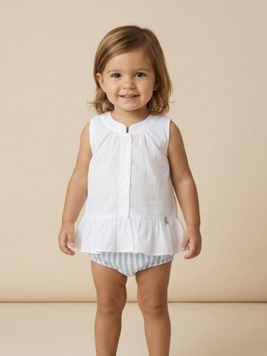 Nekenia Conjunto Bebé Blusa Sin Manga Plumeti Braguita Rayas 24VC05 Azul [0]