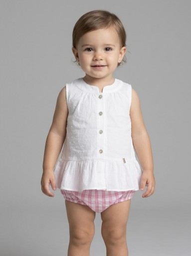 Nekenia Conjunto Bebé Blusa Sin Manga Plumeti Braguita Cuadros 24VC05 Rosa