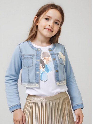 Mayoral Cazadora Denim Guipur 25-03406-041 Claro