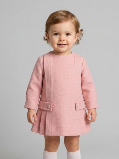 Miranda Vestido Bebe  Rosa Palo  Corte Trapecio  Lorzas y Galones "Taylor" 0125/V 