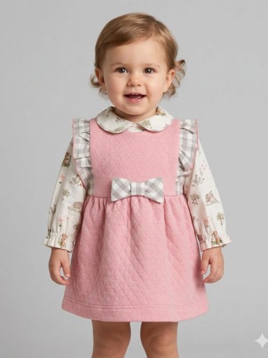 Miranda Vestido Bebe  Coqué Rosa Mangas Estampadas "Lilian" 0032/V 