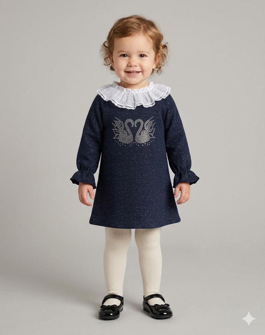 Miranda Vestido Bebe Marino Cisnes de Strass "Paris" 0522/V