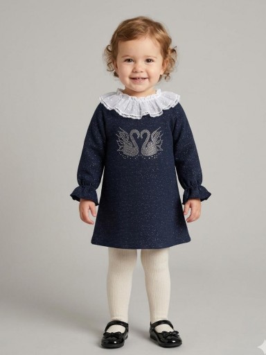 Miranda Vestido Bebe Marino Cisnes de Strass "Paris" 0522/V
