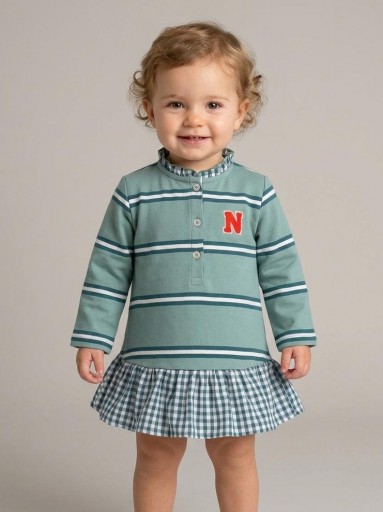 Miranda Vestido Bebe Cuerpo Polo Falda Cuadros Verde 1210/V