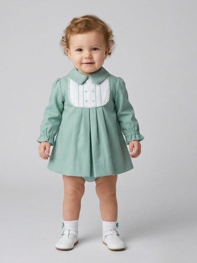 Miranda Vestido Bebe con braguita Verde 0029/VB