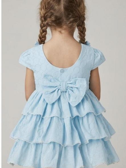 Miranda Vestido Infantil Azul Flor Falda Volantes "Dalia" 0237/V [1]