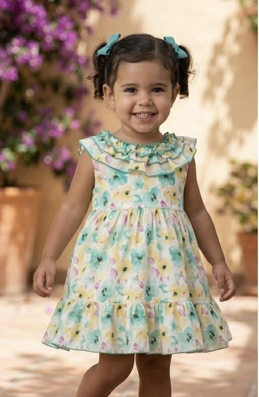Miranda Vestido Bebe Estampado Flores Verde 0512/V