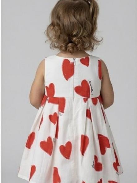 Miranda Vestido Bebe Blanco Estampado corazones Rojos "Fresia" 0524/V [1]
