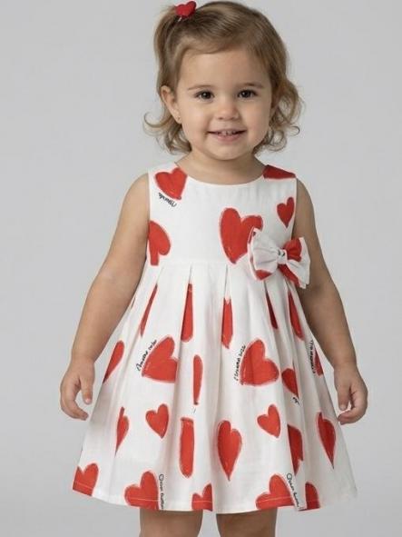 Miranda Vestido Bebe Blanco Estampado corazones Rojos "Fresia" 0524/V [0]